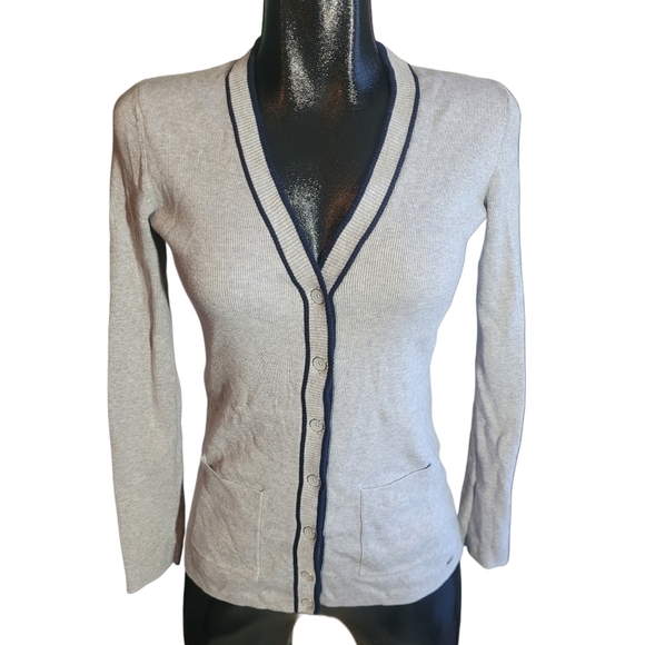 Tommy Hilfiger Grey Button Up Cardigan XS - Picture 1 of 7